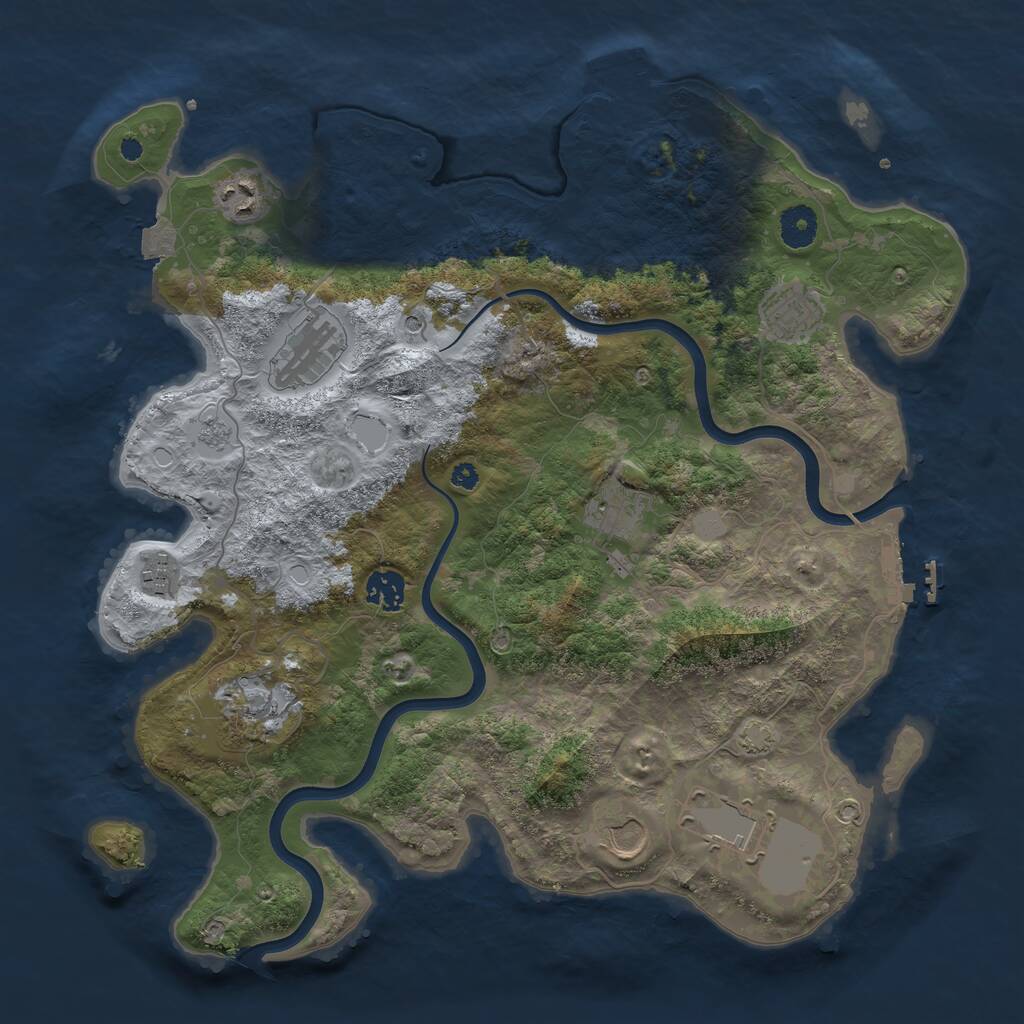 Rust Map: Procedural Map, Size: 3800, Seed: 429665245, 15 Monuments