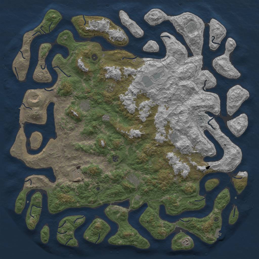 Rust Map: Procedural Map, Size: 6000, Seed: 112187410, 16 Monuments