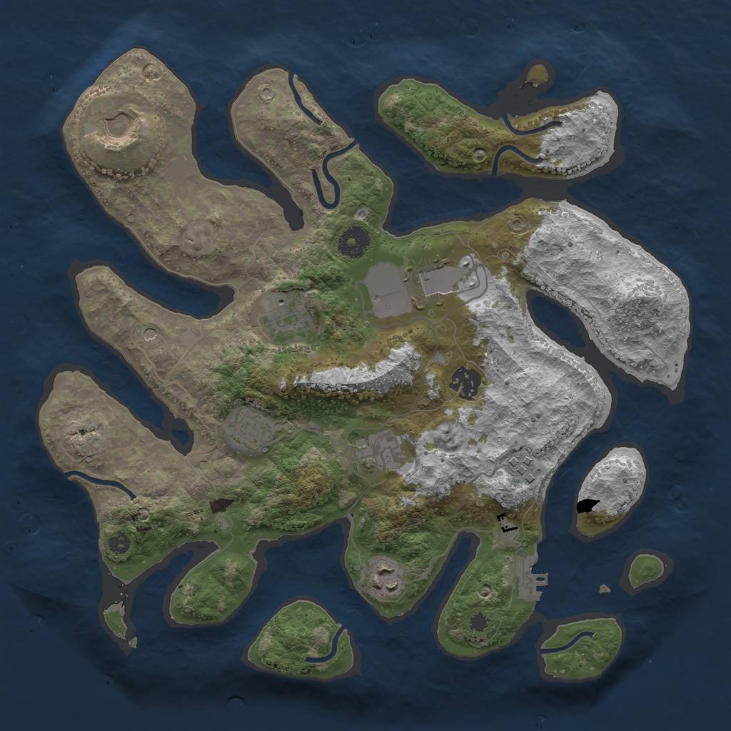 Rust Map: Procedural Map, Size: 3500, Seed: 487397, 12 Monuments