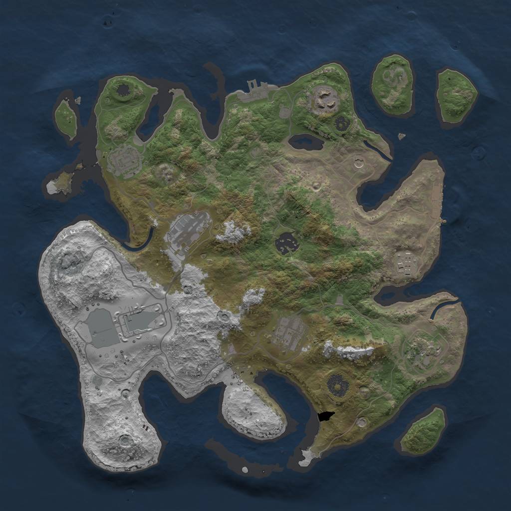 Rust Map: Procedural Map, Size: 3500, Seed: 297574, 13 Monuments