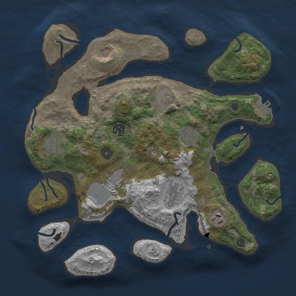 Rust Map: Procedural Map, Size: 3500, Seed: 858938, 12 Monuments