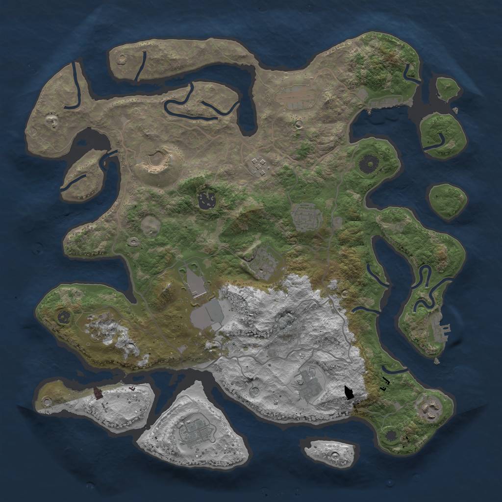 Rust Map: Procedural Map, Size: 4000, Seed: 1150855578, 16 Monuments
