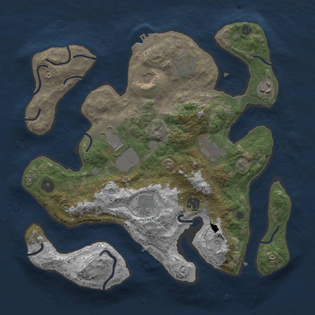 Rust Map: Procedural Map, Size: 3500, Seed: 920891, 12 Monuments