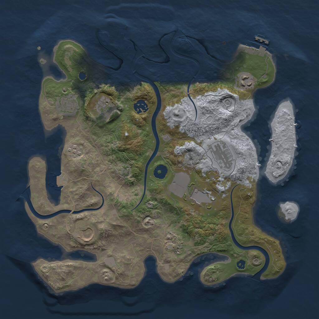 Rust Map: Procedural Map, Size: 3500, Seed: 180261, 14 Monuments