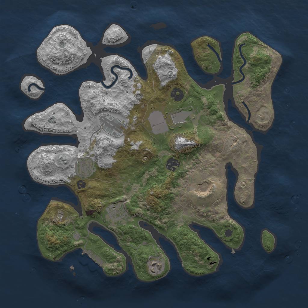 Rust Map: Procedural Map, Size: 3500, Seed: 569467, 11 Monuments