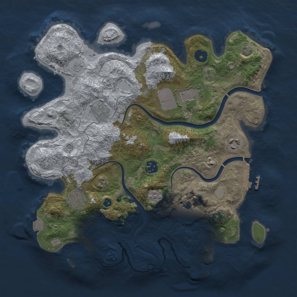Rust Map: Procedural Map, Size: 3500, Seed: 569467, 13 Monuments