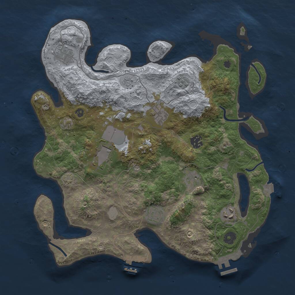 Rust Map: Procedural Map, Size: 3500, Seed: 579636, 14 Monuments