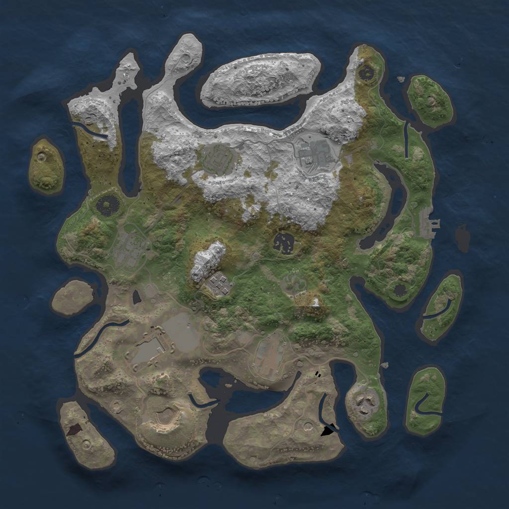 Rust Map: Procedural Map, Size: 3500, Seed: 450367, 13 Monuments