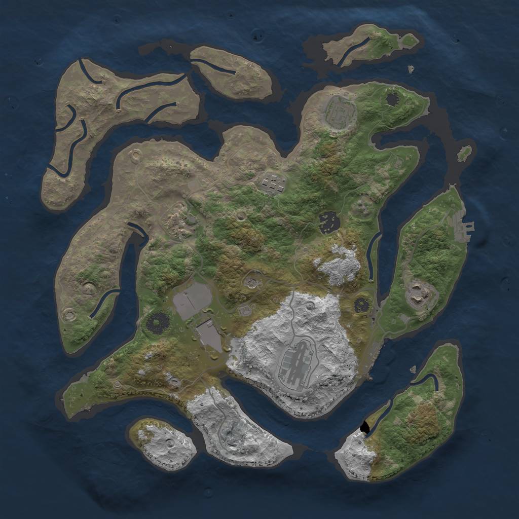 Rust Map: Procedural Map, Size: 3500, Seed: 276956, 12 Monuments