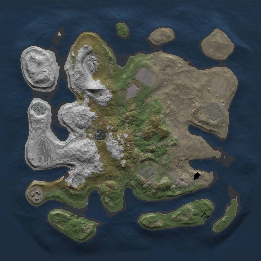 Rust Map: Barren, Size: 3500, Seed: 348440855, 12 Monuments