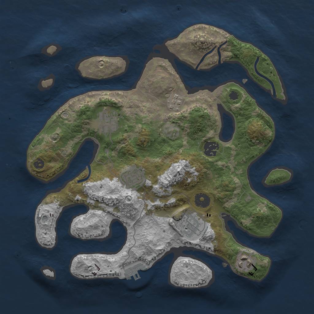 Rust Map: Procedural Map, Size: 3100, Seed: 335, 9 Monuments