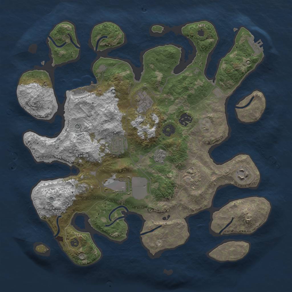 Rust Map: Procedural Map, Size: 3500, Seed: 864162, 12 Monuments