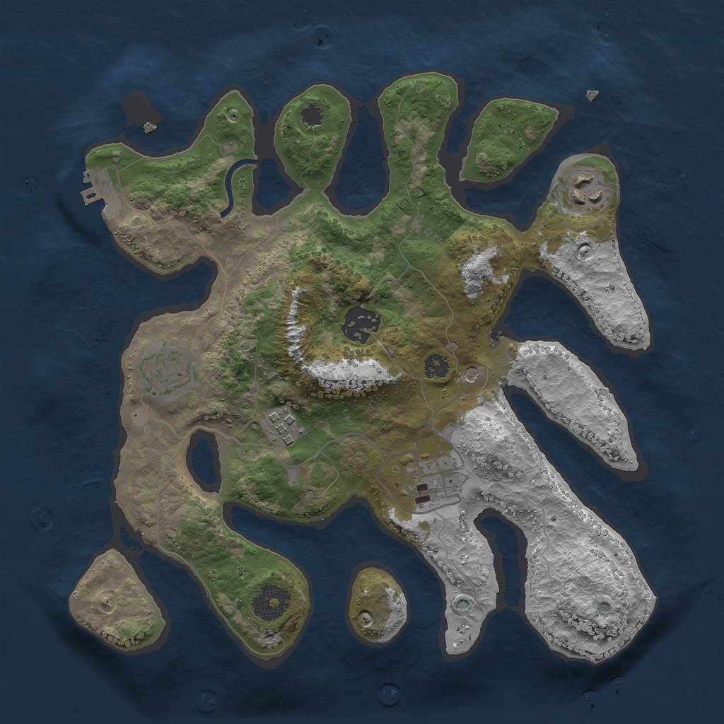 Rust Map: Procedural Map, Size: 3000, Seed: 732168524, 9 Monuments