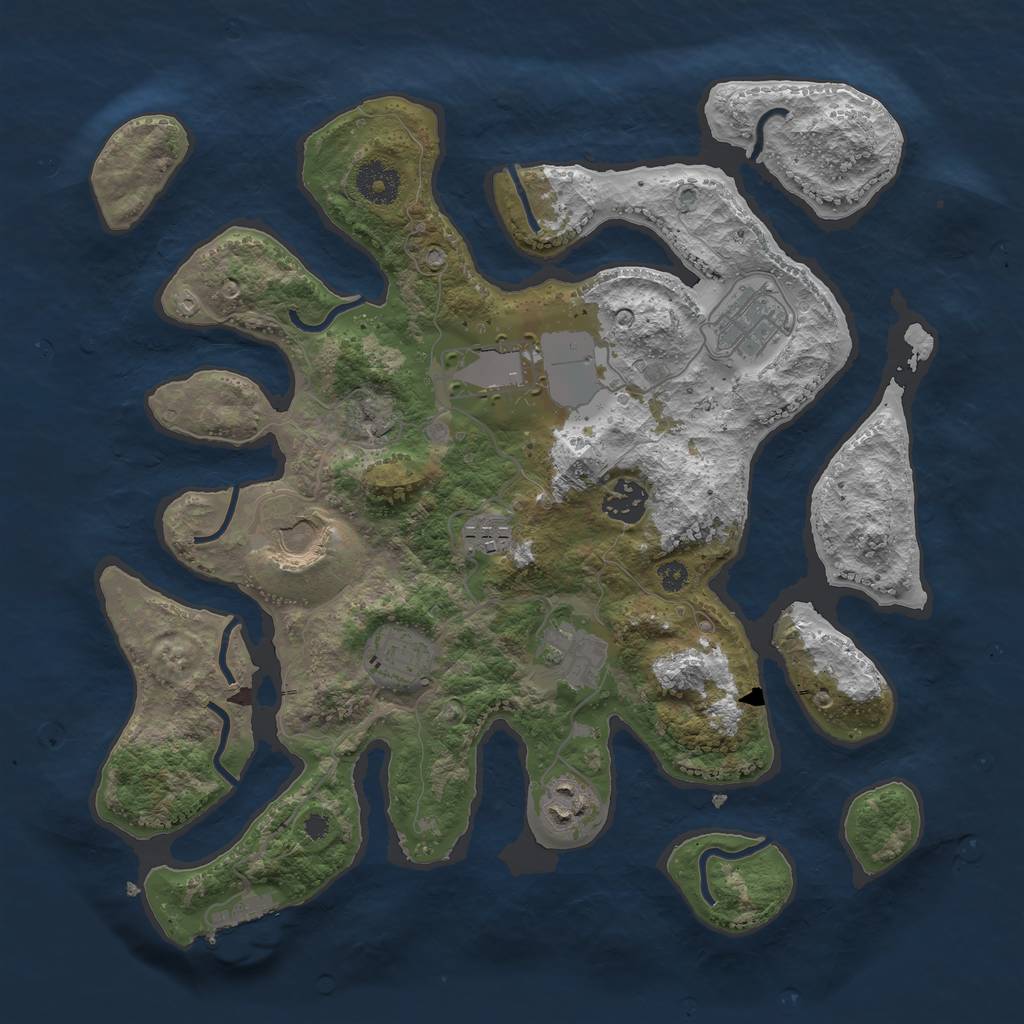 Rust Map: Procedural Map, Size: 3500, Seed: 704005, 11 Monuments