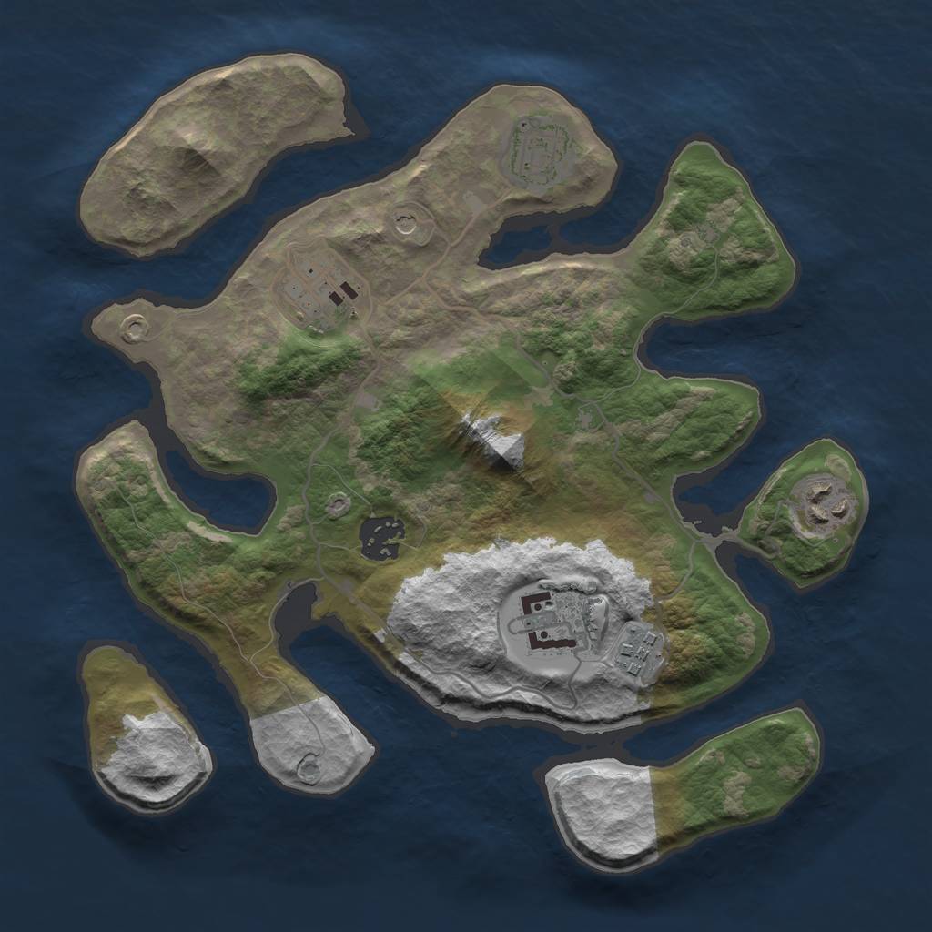 Rust Map: Barren, Size: 3000, Seed: 46068974, 9 Monuments