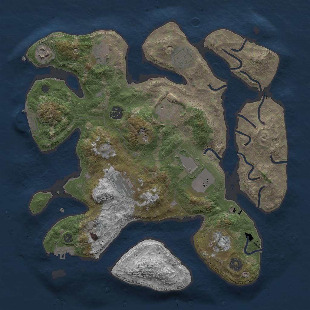 Rust Map: Procedural Map, Size: 3500, Seed: 282831, 13 Monuments