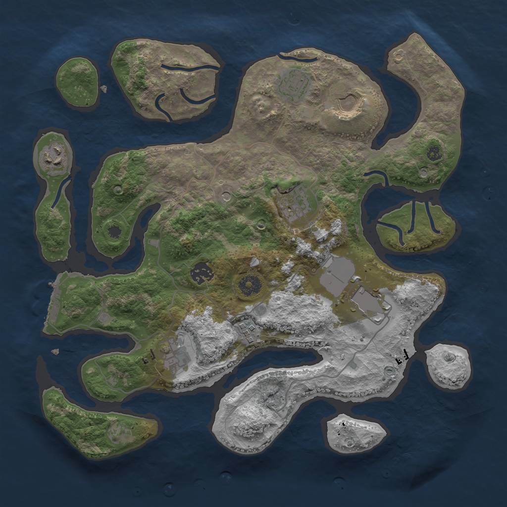 Rust Map: Procedural Map, Size: 3500, Seed: 826759, 12 Monuments