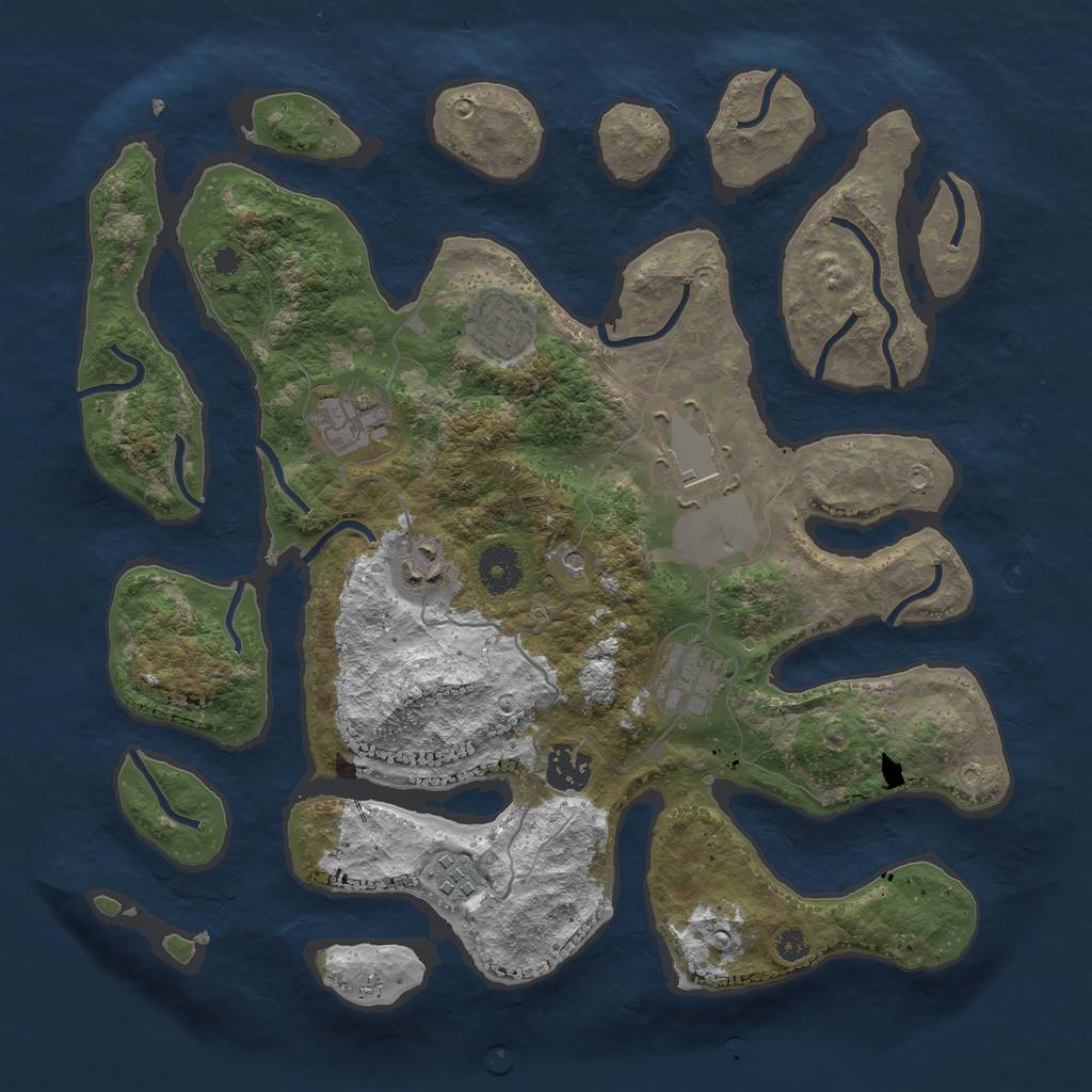 Rust Map: Procedural Map, Size: 3500, Seed: 122245, 10 Monuments