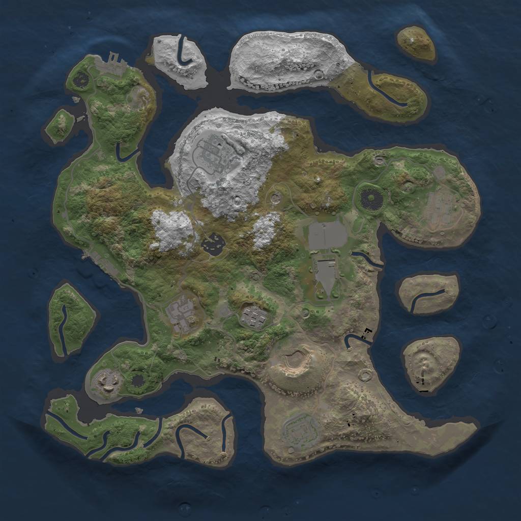 Rust Map: Procedural Map, Size: 3500, Seed: 678297, 14 Monuments