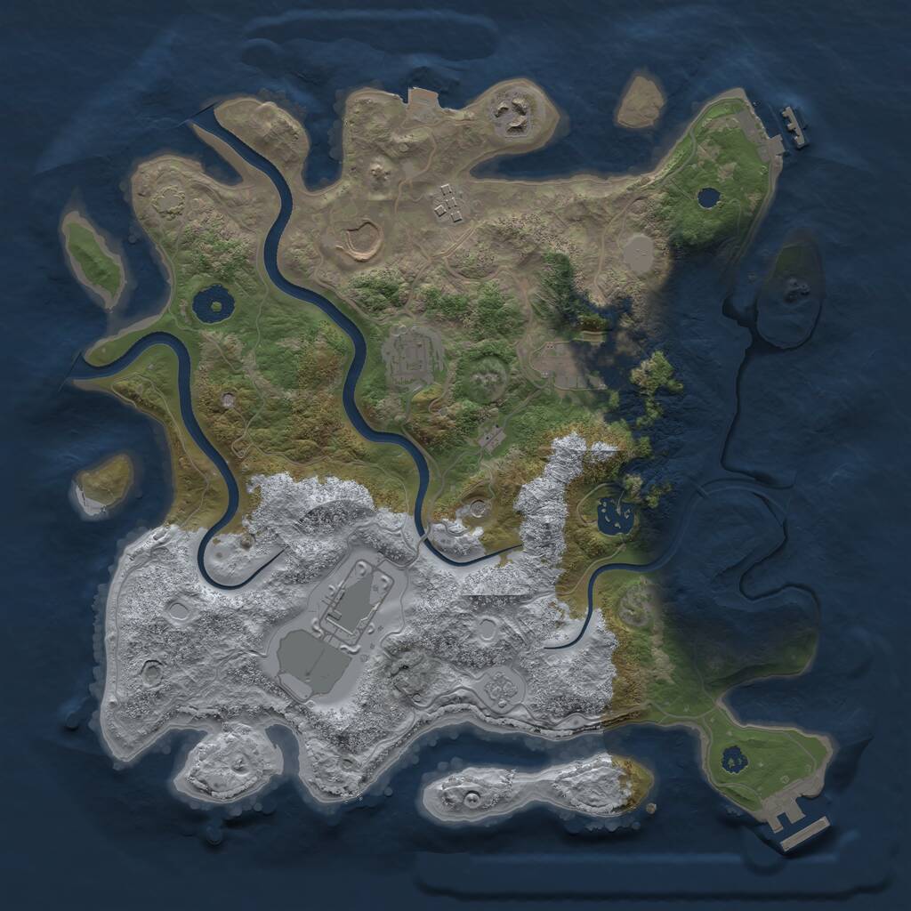 Rust Map: Procedural Map, Size: 3500, Seed: 689811, 13 Monuments