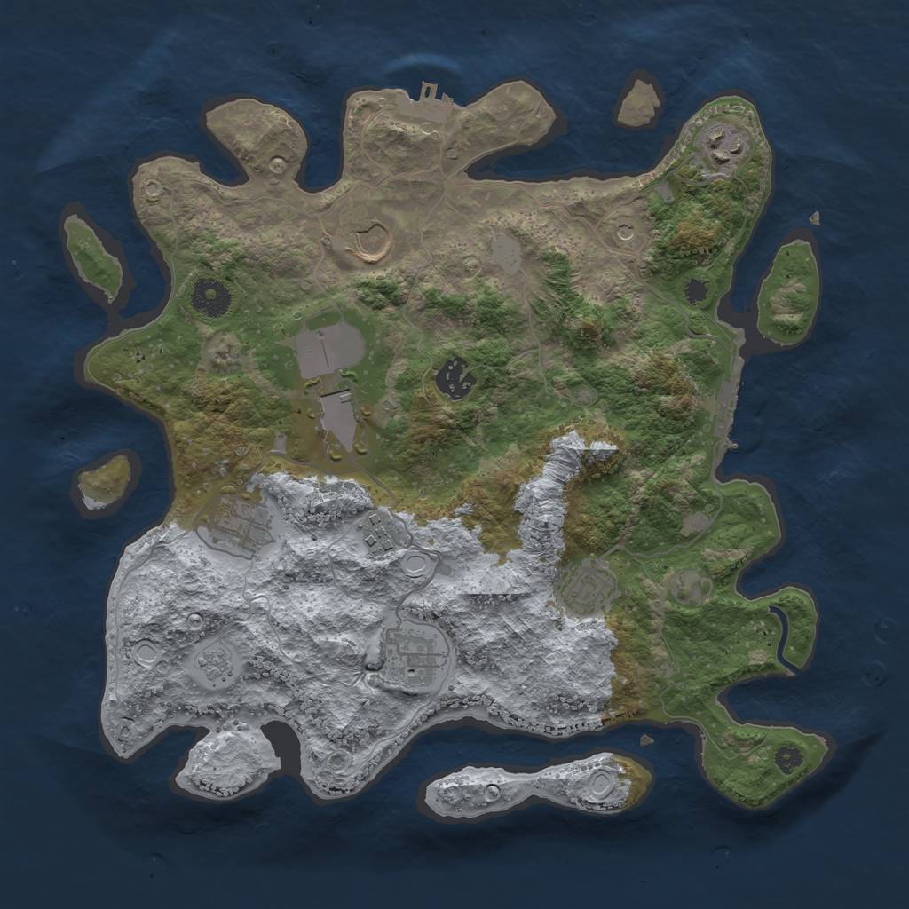 Rust Map: Procedural Map, Size: 3500, Seed: 689811, 17 Monuments