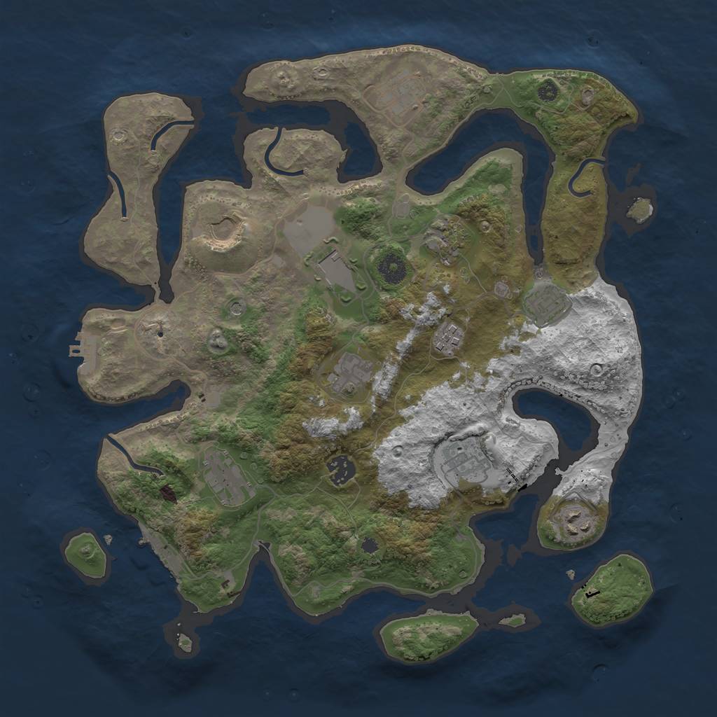 Rust Map: Procedural Map, Size: 3750, Seed: 53013205, 16 Monuments