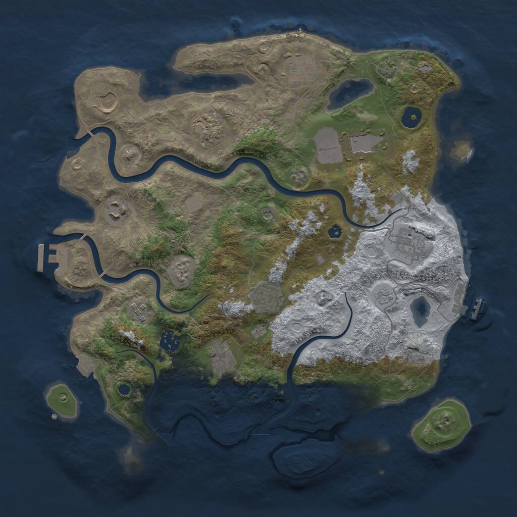Rust Map: Procedural Map, Size: 3750, Seed: 53013205, 16 Monuments