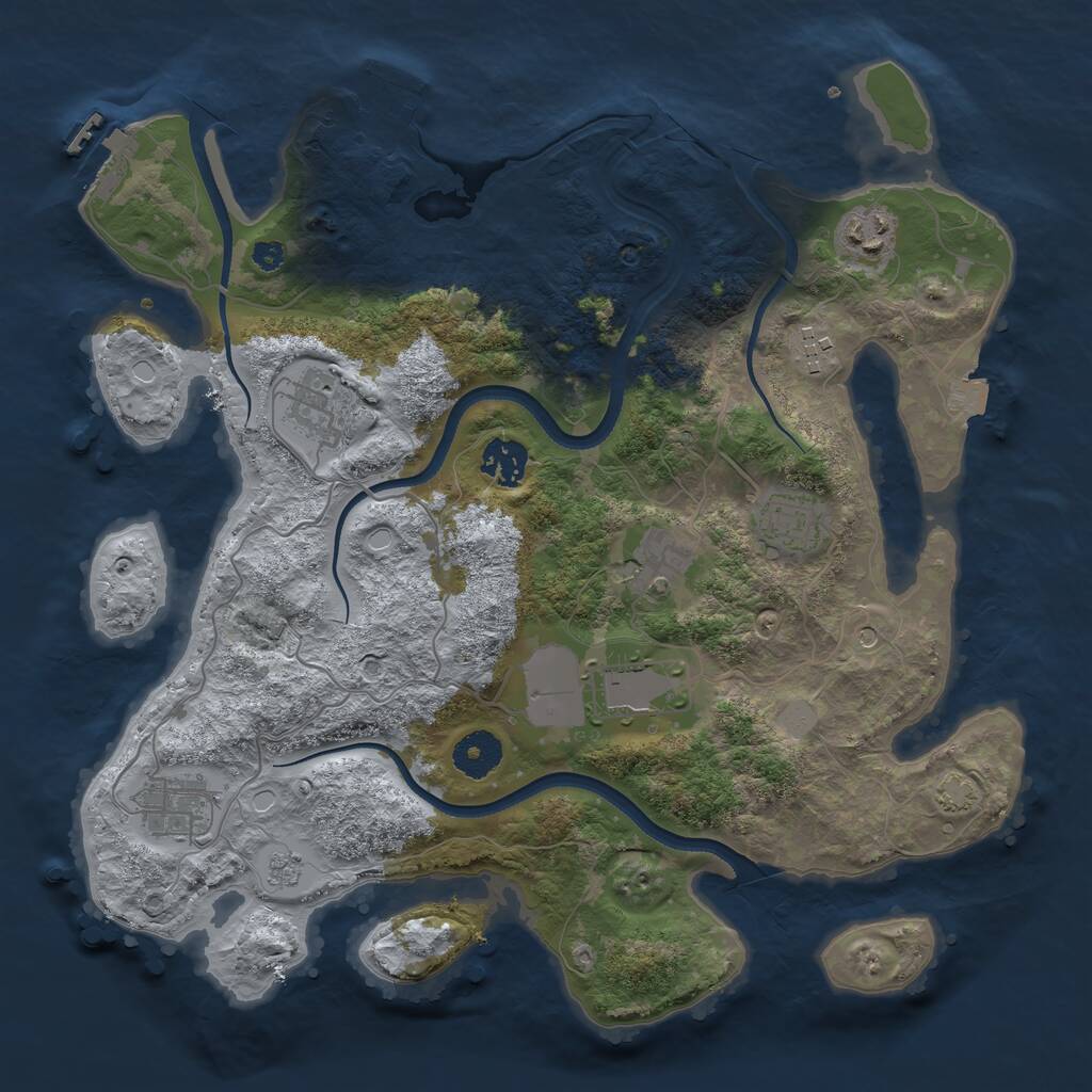 Rust Map: Procedural Map, Size: 3500, Seed: 2991112, 14 Monuments