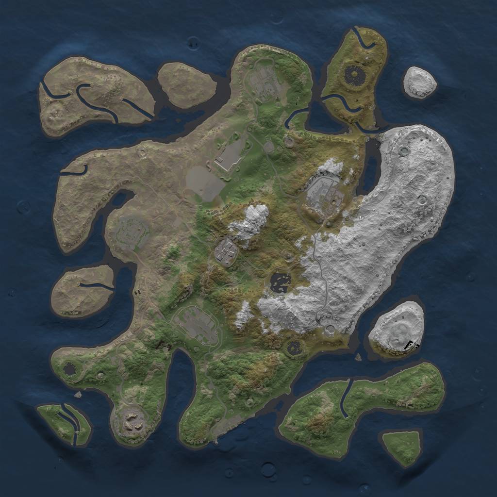 Rust Map: Procedural Map, Size: 3500, Seed: 1551295081, 12 Monuments