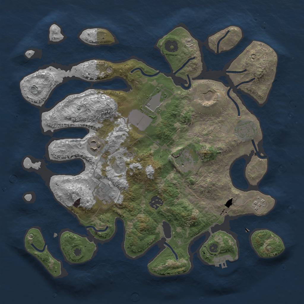 Rust Map: Procedural Map, Size: 3500, Seed: 1092440061, 12 Monuments