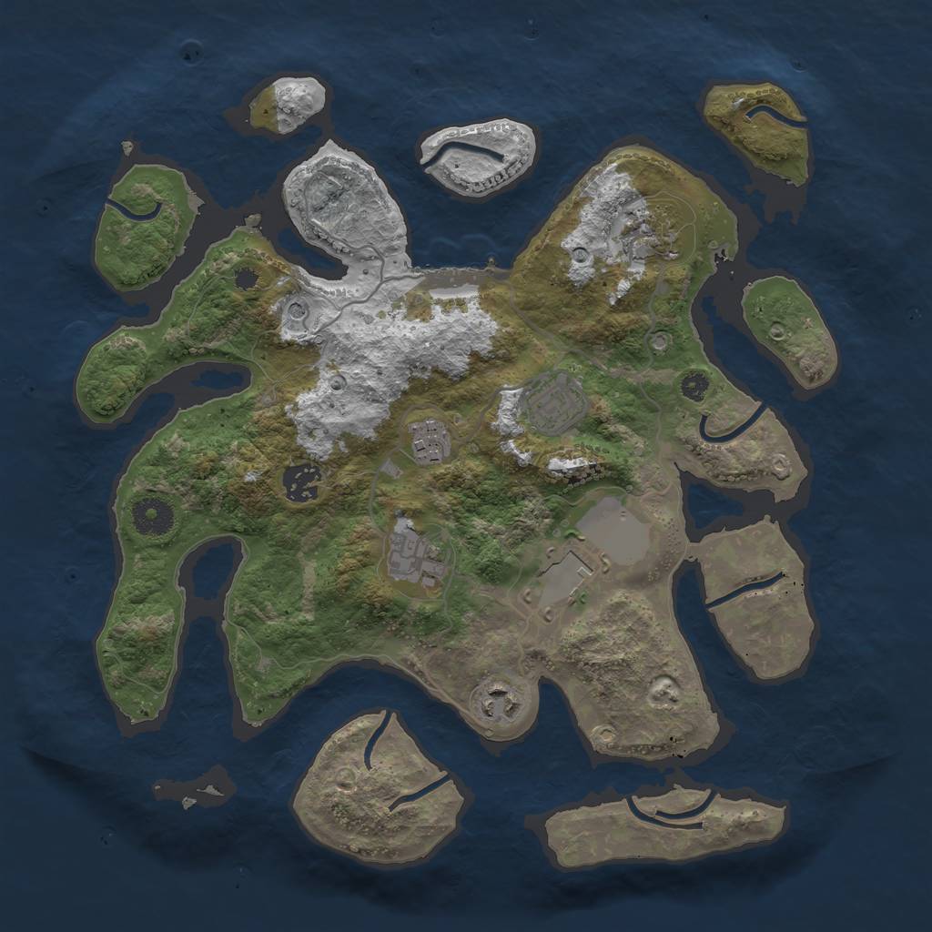 Rust Map: Procedural Map, Size: 3500, Seed: 978835, 11 Monuments