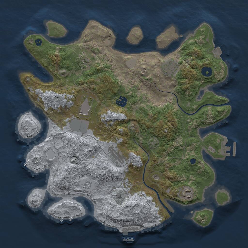 Rust Map: Procedural Map, Size: 3500, Seed: 455462, 12 Monuments