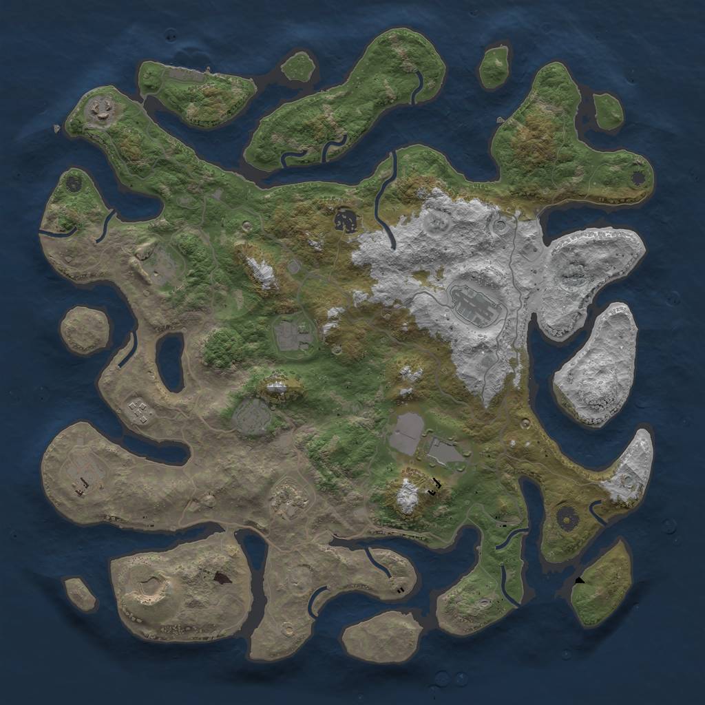 Rust Map: Procedural Map, Size: 4500, Seed: 1107807847, 15 Monuments