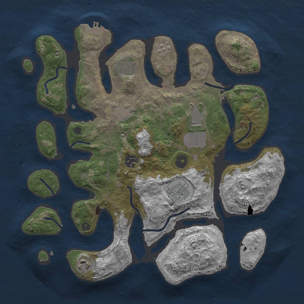 Rust Map: Procedural Map, Size: 3500, Seed: 963837, 10 Monuments