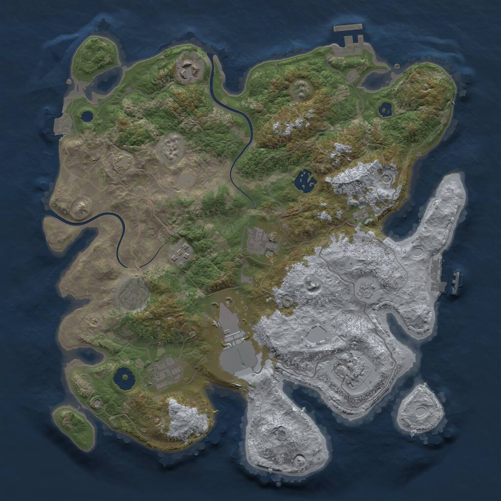 Rust Map: Procedural Map, Size: 3500, Seed: 643615, 14 Monuments