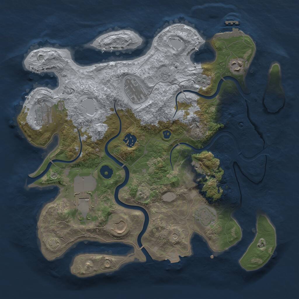 Rust Map: Procedural Map, Size: 3500, Seed: 441898, 14 Monuments