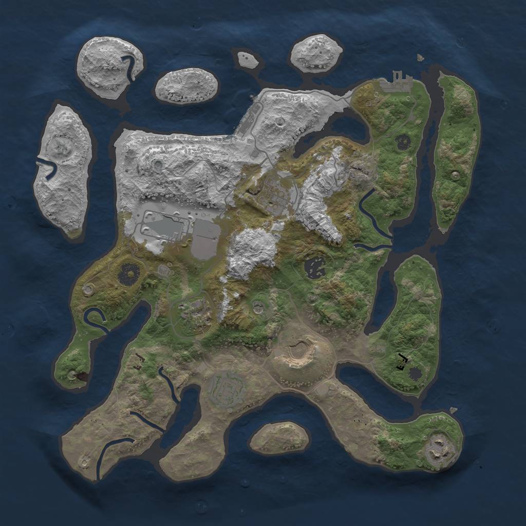 Rust Map: Procedural Map, Size: 3500, Seed: 68926589, 12 Monuments