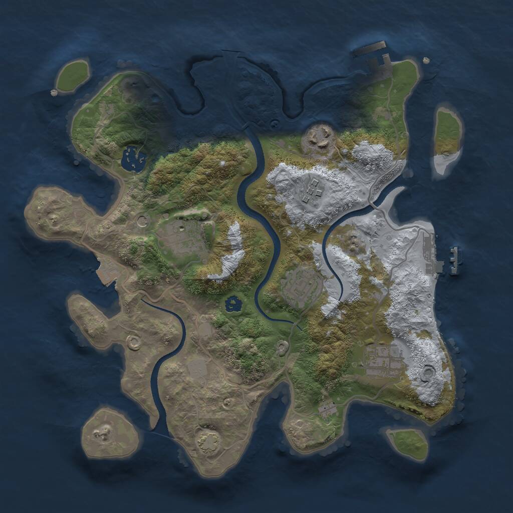 Rust Map: Procedural Map, Size: 3000, Seed: 1358029779, 11 Monuments