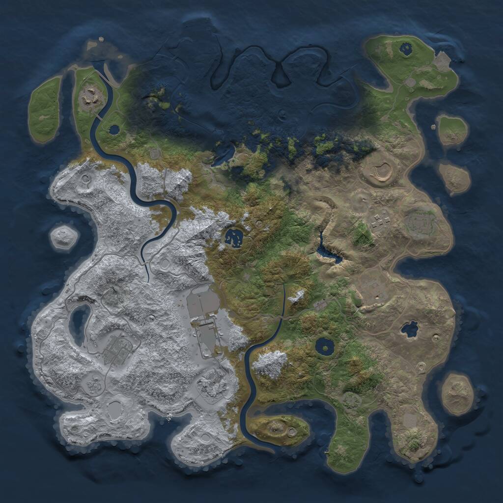 Rust Map: Procedural Map, Size: 4000, Seed: 642, 14 Monuments