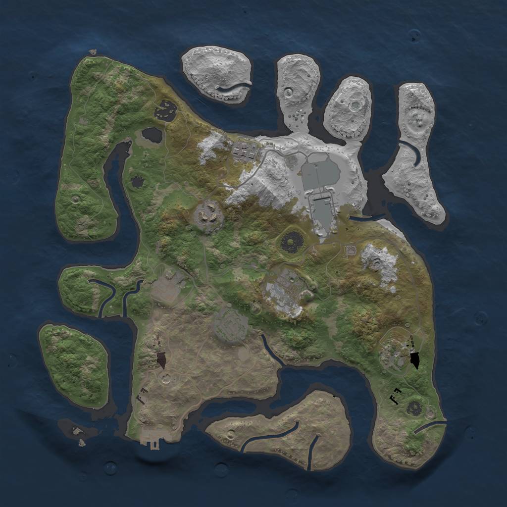 Rust Map: Procedural Map, Size: 3500, Seed: 769918825, 12 Monuments