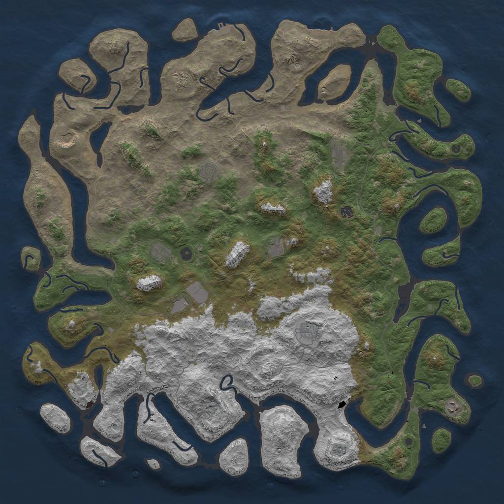 Rust Map: Procedural Map, Size: 6000, Seed: 533406875, 16 Monuments