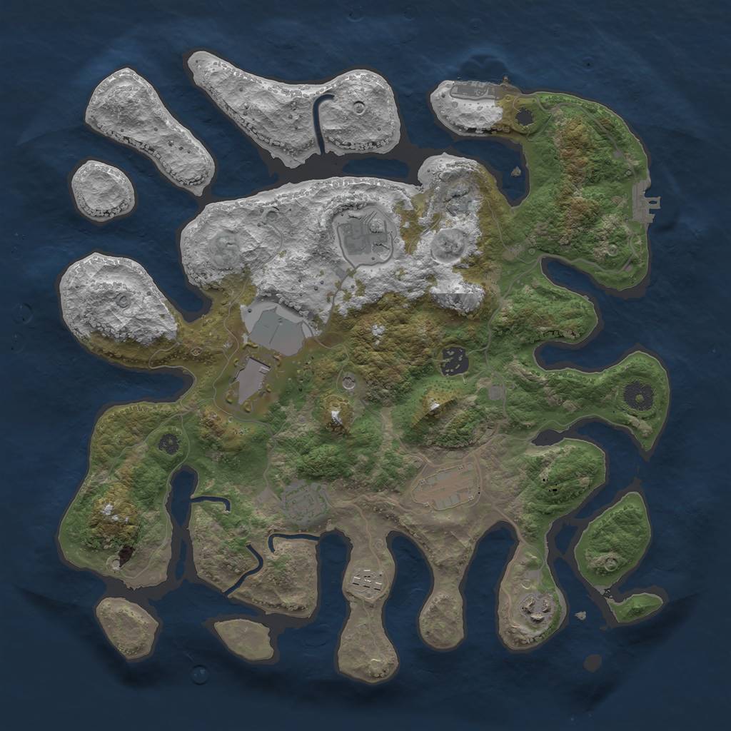 Rust Map: Procedural Map, Size: 3700, Seed: 15872676, 12 Monuments
