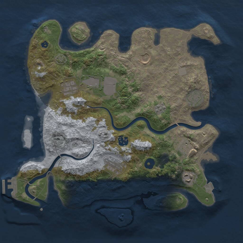 Rust Map: Procedural Map, Size: 3500, Seed: 1057602670, 13 Monuments