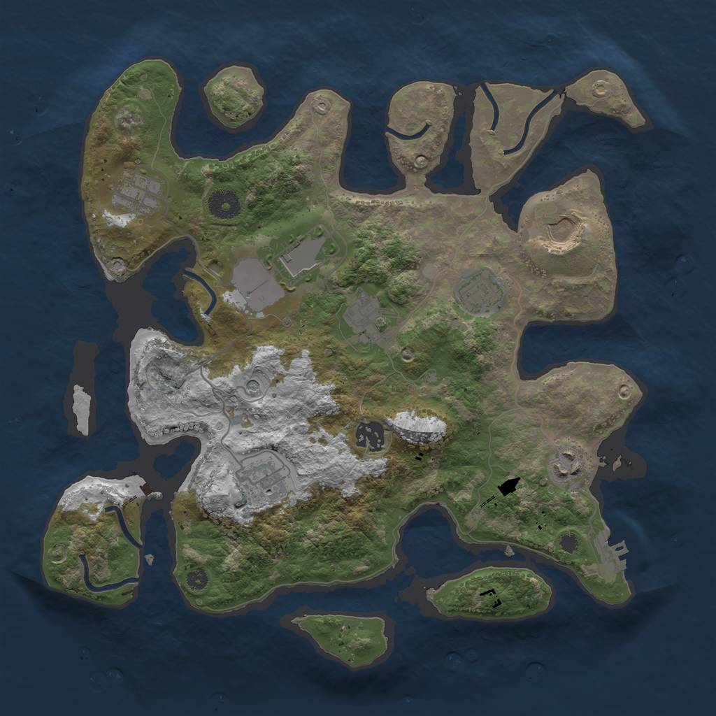 Rust Map: Procedural Map, Size: 3500, Seed: 1057602670, 12 Monuments