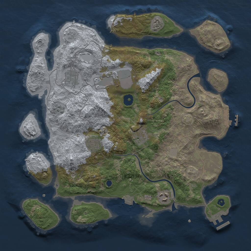 Rust Map: Procedural Map, Size: 3500, Seed: 7483698, 12 Monuments
