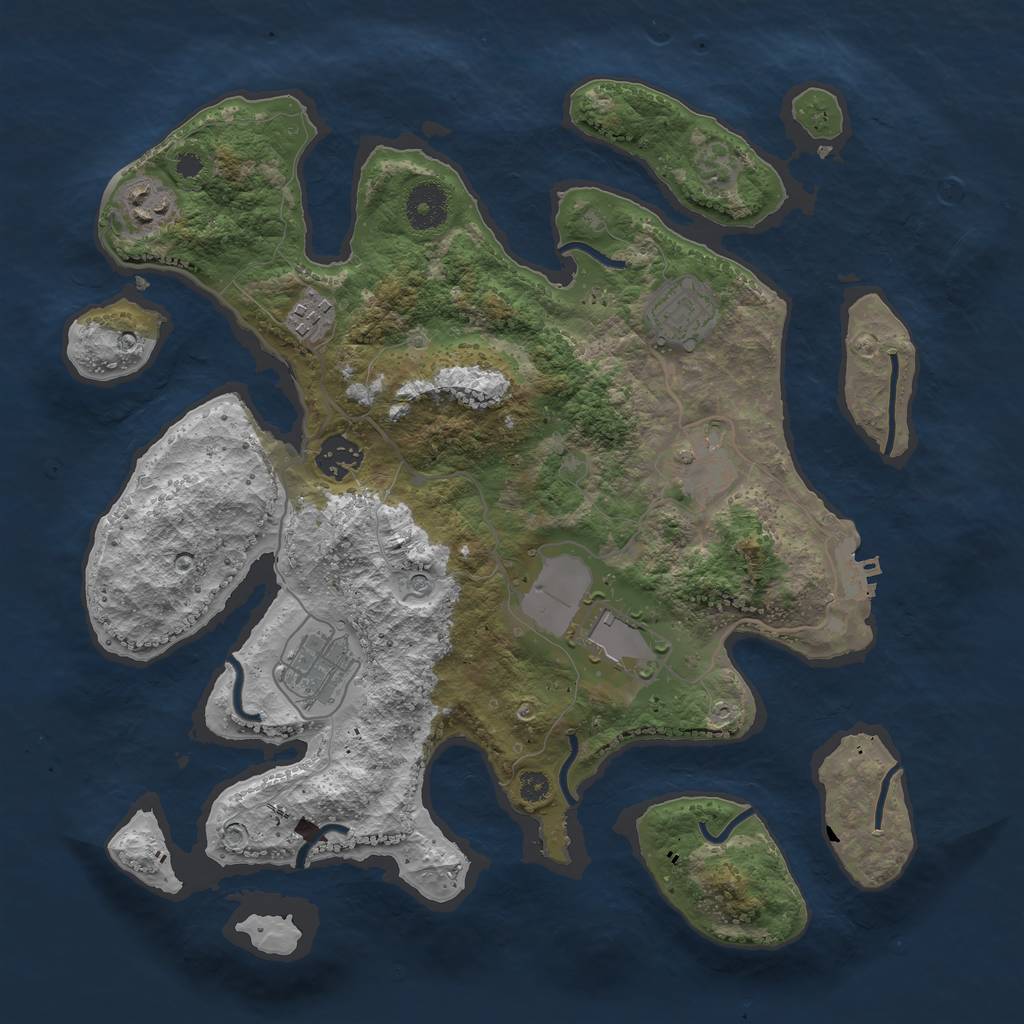 Rust Map: Procedural Map, Size: 3500, Seed: 687518, 11 Monuments