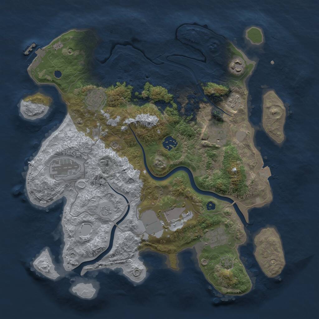 Rust Map: Procedural Map, Size: 3500, Seed: 687518, 13 Monuments