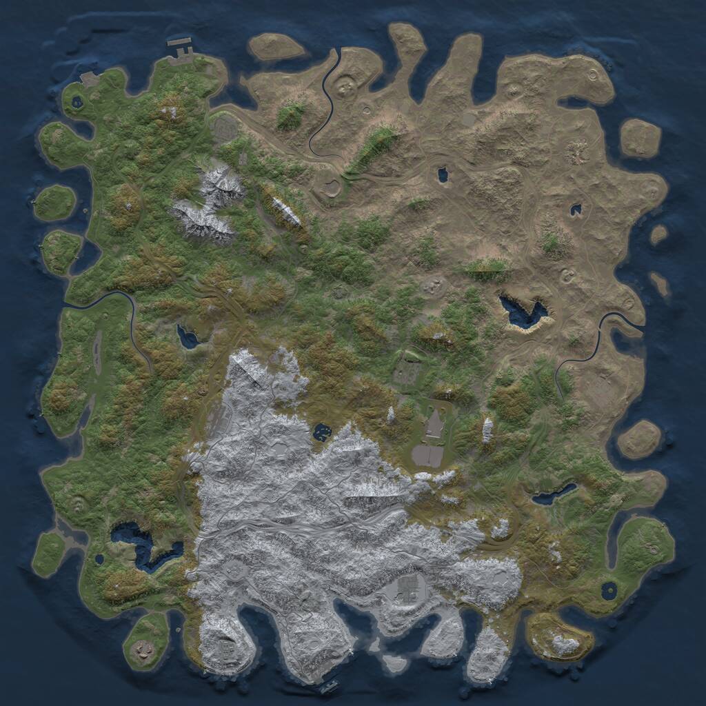 Rust Map: Procedural Map, Size: 6000, Seed: 470984354, 17 Monuments