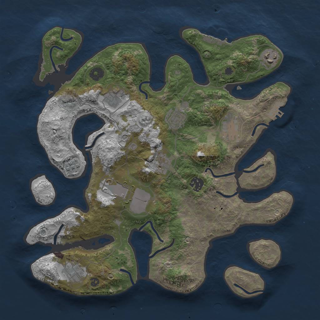 Rust Map: Procedural Map, Size: 3500, Seed: 102641, 14 Monuments