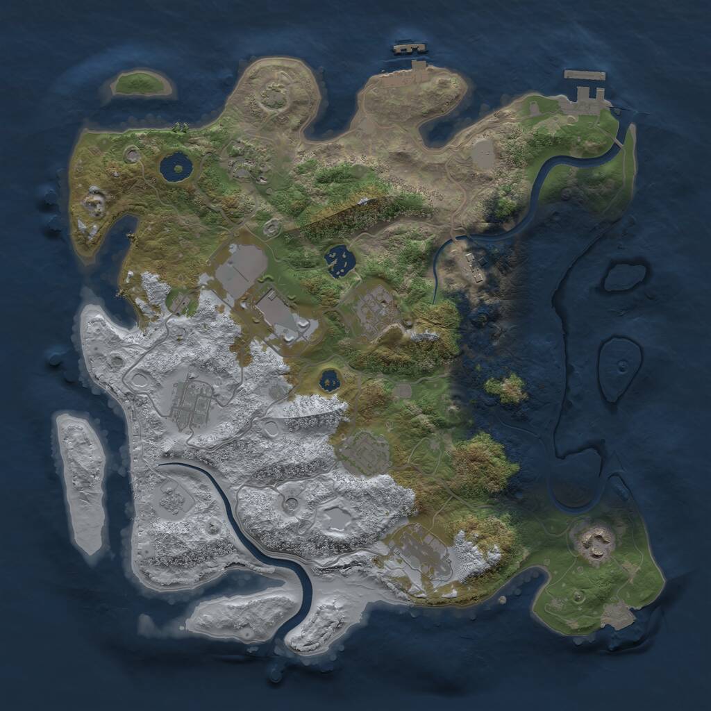 Rust Map: Procedural Map, Size: 3500, Seed: 556077, 15 Monuments